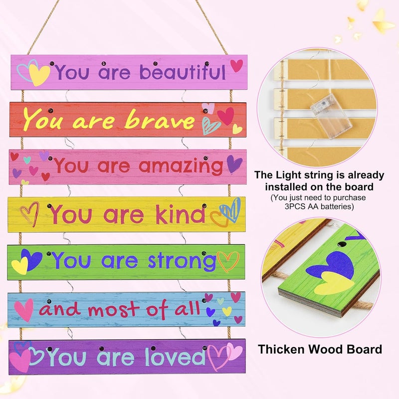 FIOBEE Girls Room Décor for Teen Girls Boys with LED Light Wall Decor for Bedroom Motivational Inspirational Wall Art Room Decoration for Kids Studyroom, 8 Kinds of Lights, Colorful Love - Image 4